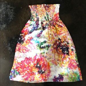 Colorful Patterned Strapless Maternity Dress